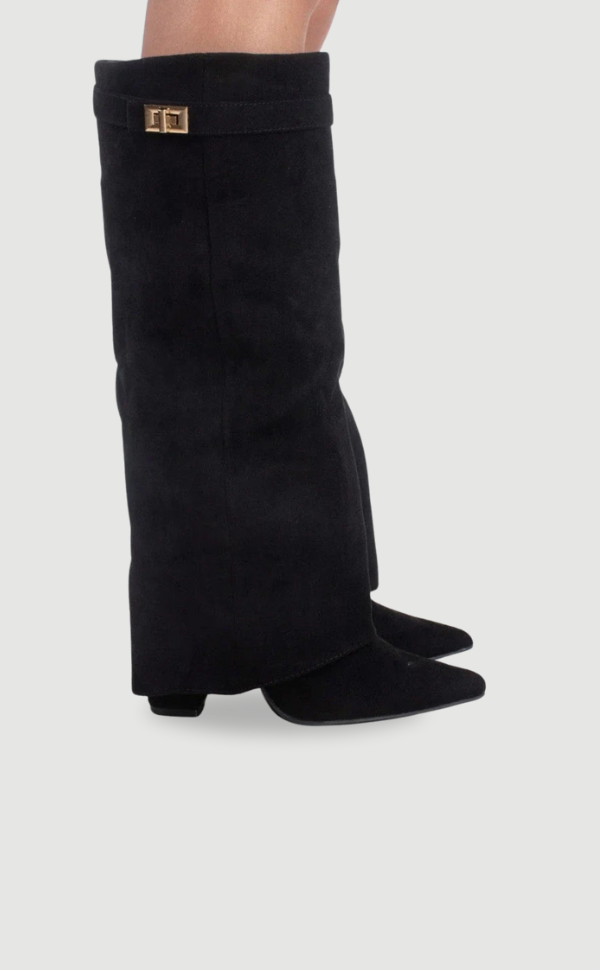 Evy | Bottes élégantes pour femmes en daim de haute qualité avec détails dorés - 2