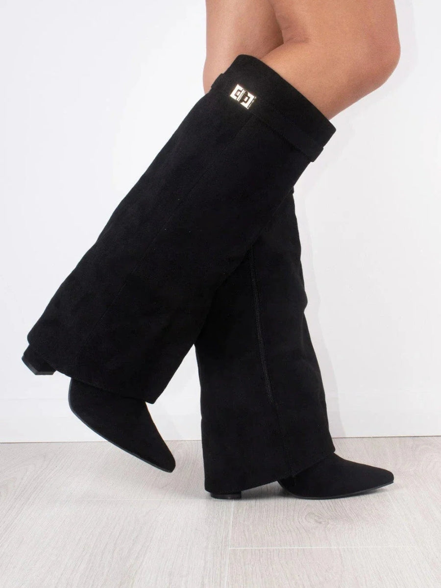 Evy | Bottes élégantes pour femmes en daim de haute qualité avec détails dorés - 4