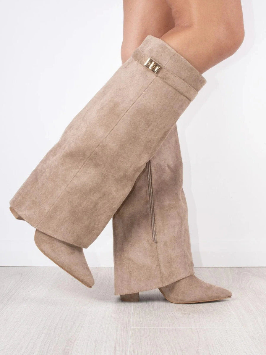 Evy | Bottes élégantes pour femmes en daim de haute qualité avec détails dorés - 7
