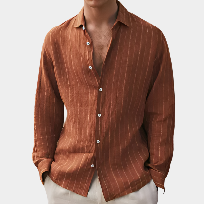 Chemise boutonnée décontractée à manches longues avec imprimé rayé