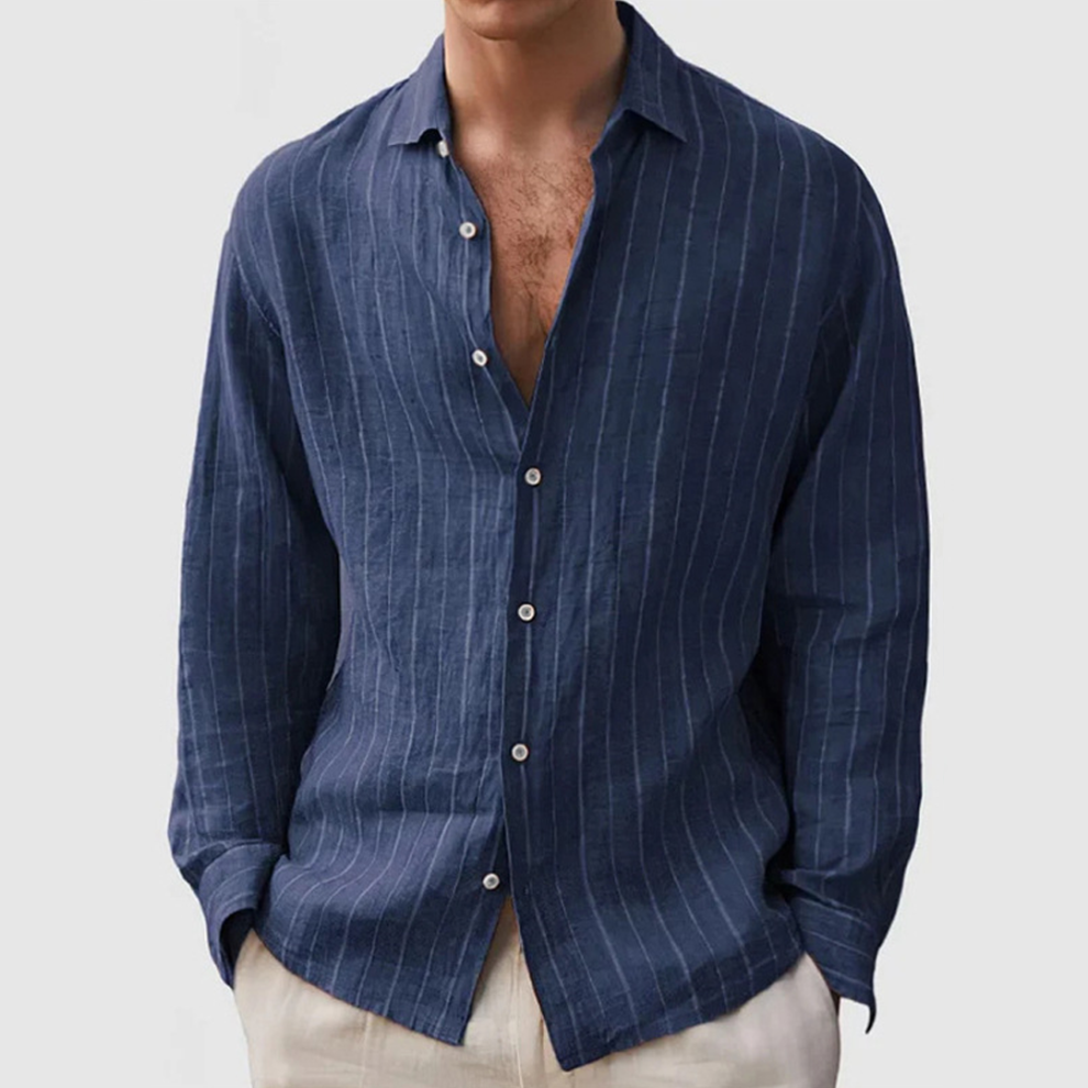 Chemise boutonnée décontractée à manches longues avec imprimé rayé