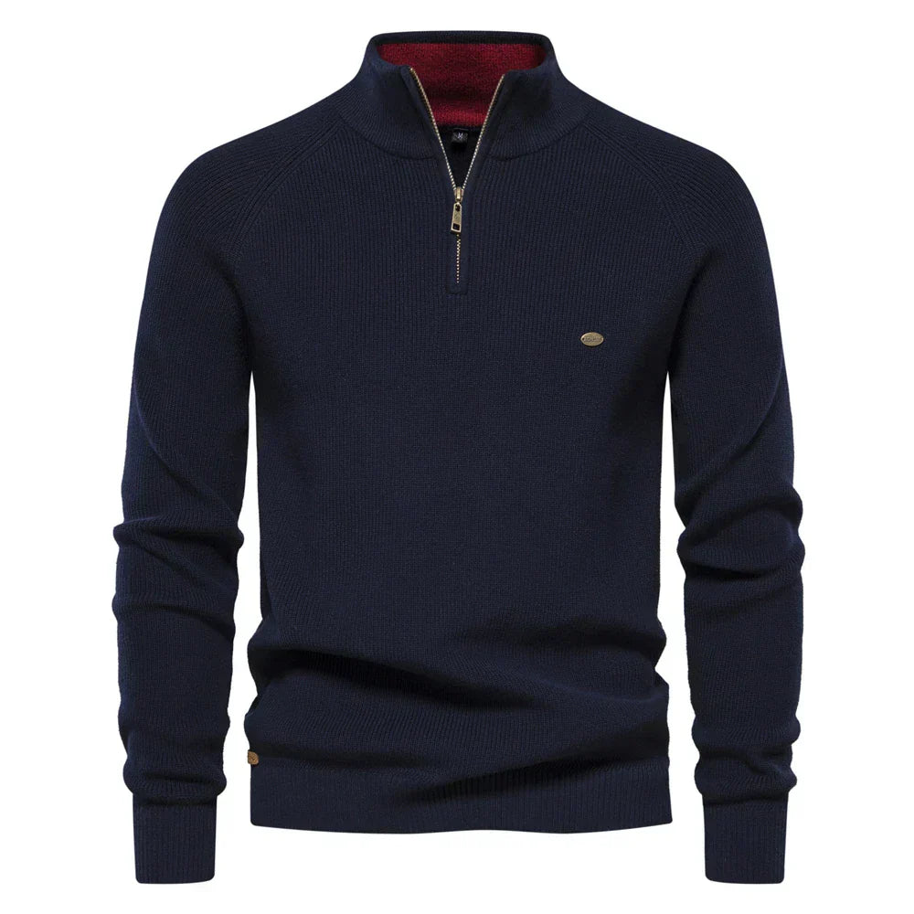 Gervais - Pull pour homme en maille avec col zippé, alliant confort et style