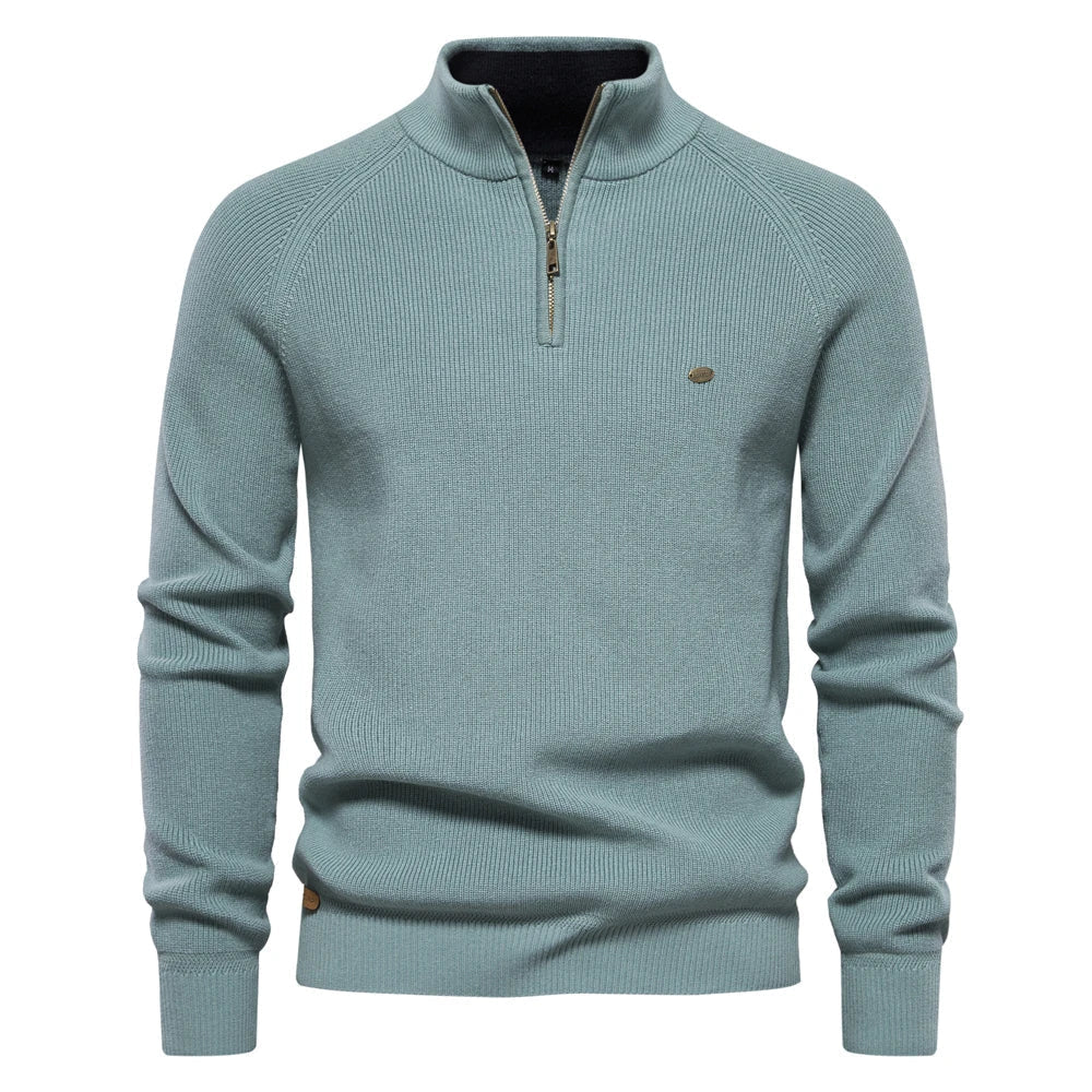 Gervais - Pull pour homme en maille avec col zippé, alliant confort et style