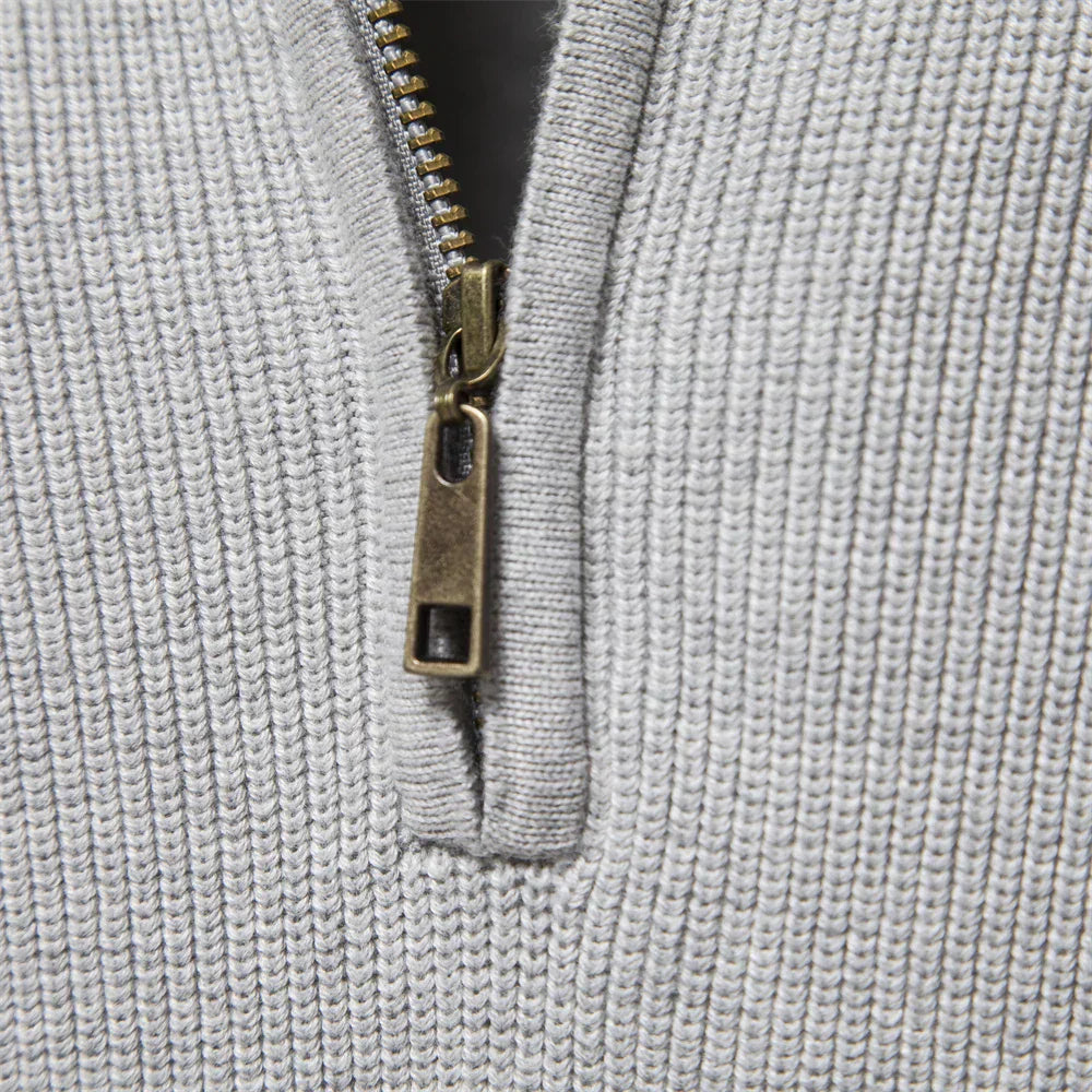 Gervais - Pull pour homme en maille avec col zippé, alliant confort et style