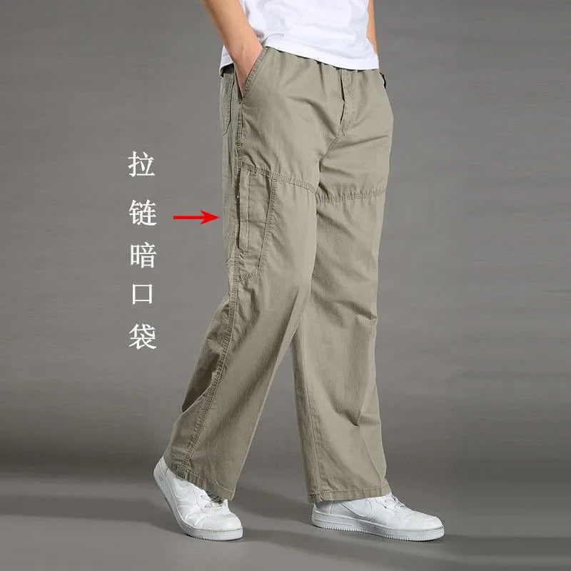 Pantalon cargo ample en coton pour homme - style décontracté pour la randonnée