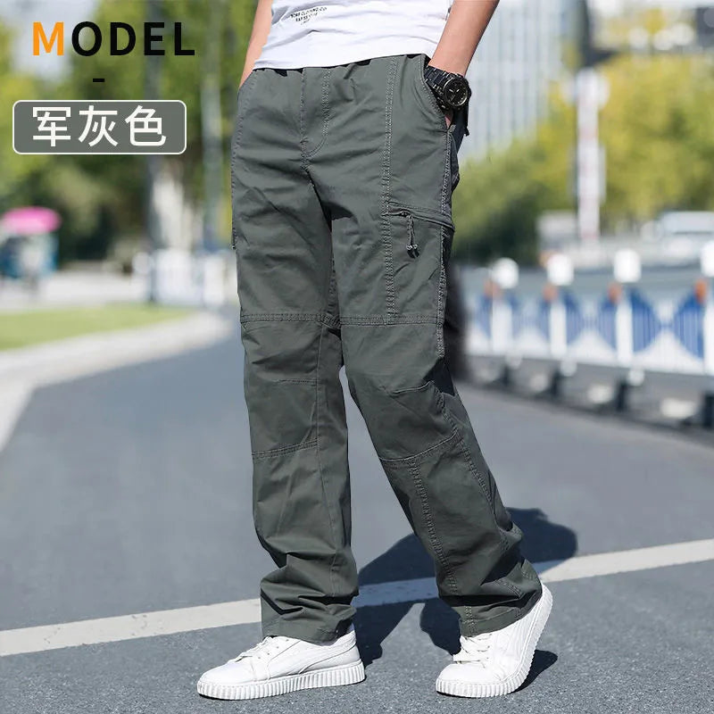Pantalon cargo ample en coton pour homme - style décontracté pour la randonnée
