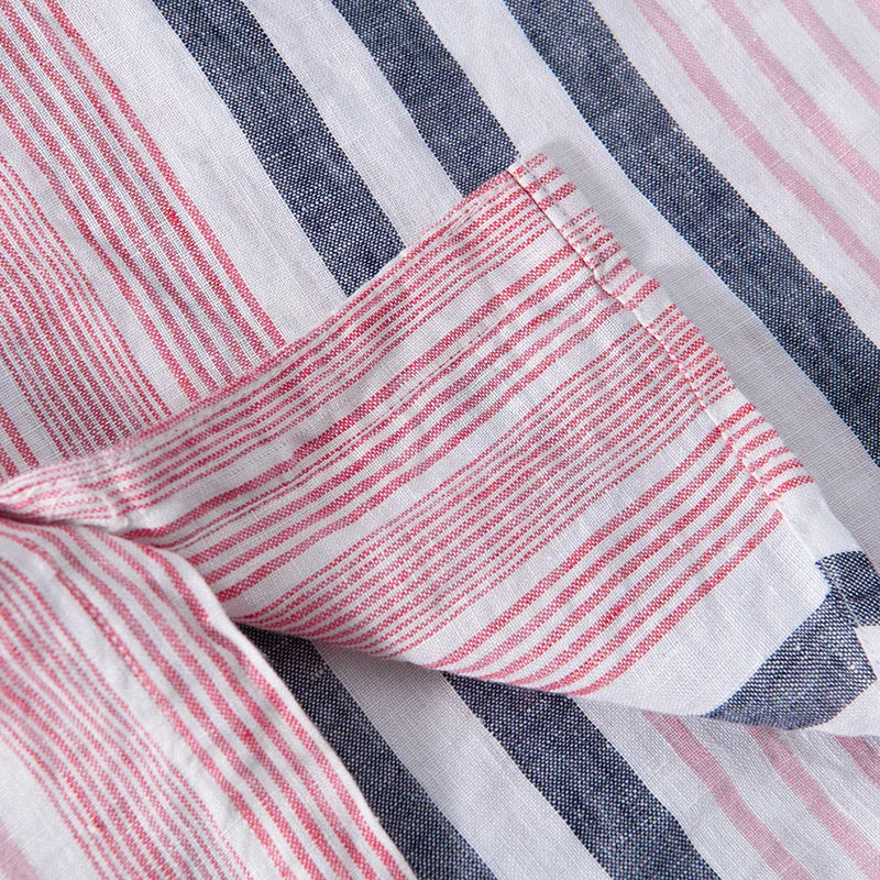 Chemise boutonnée en lin rayé – Chemise d'été légère pour homme