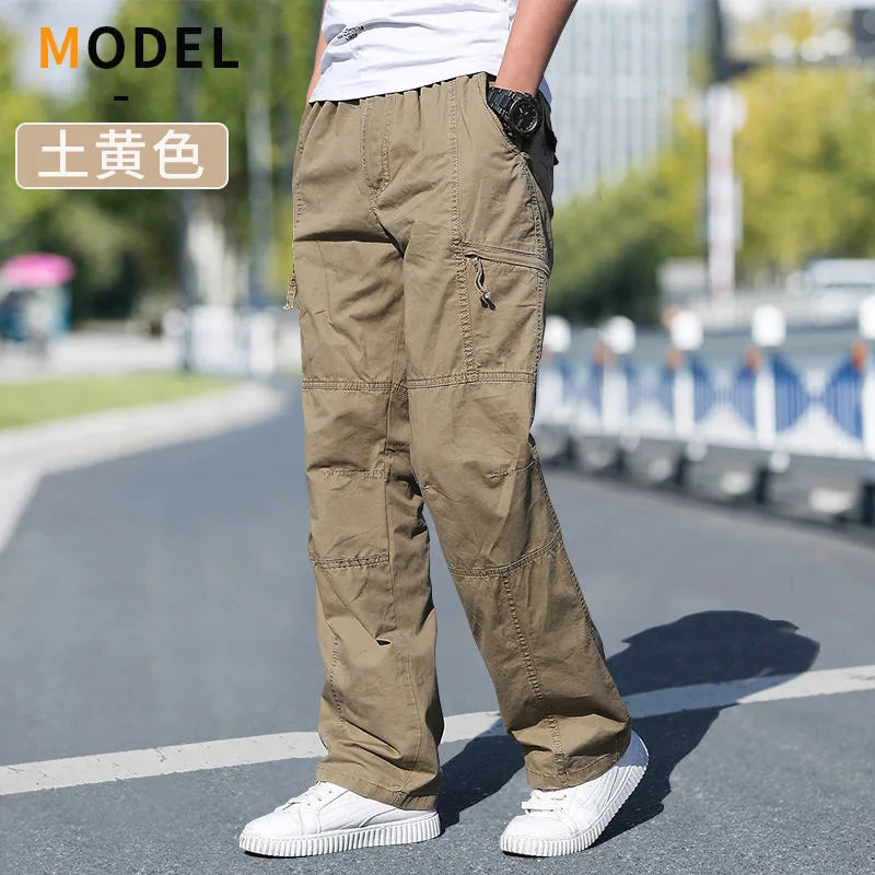 Pantalon cargo ample en coton pour homme - style décontracté pour la randonnée