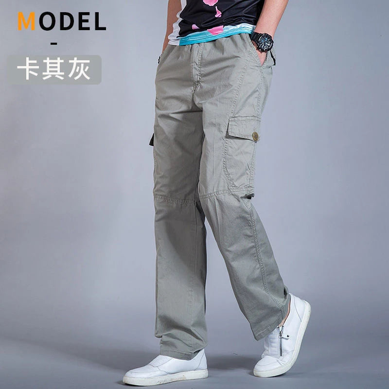 Pantalon cargo ample en coton pour homme - style décontracté pour la randonnée