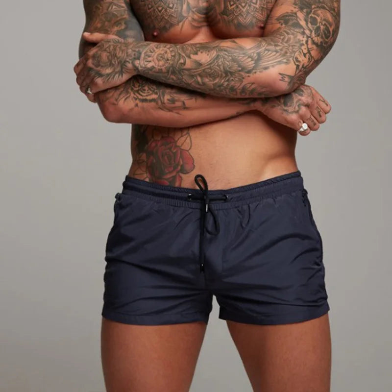Short courts avec poches zippées pour hommes, sport de plage