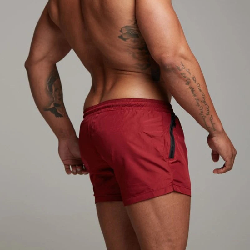 Short courts avec poches zippées pour hommes, sport de plage