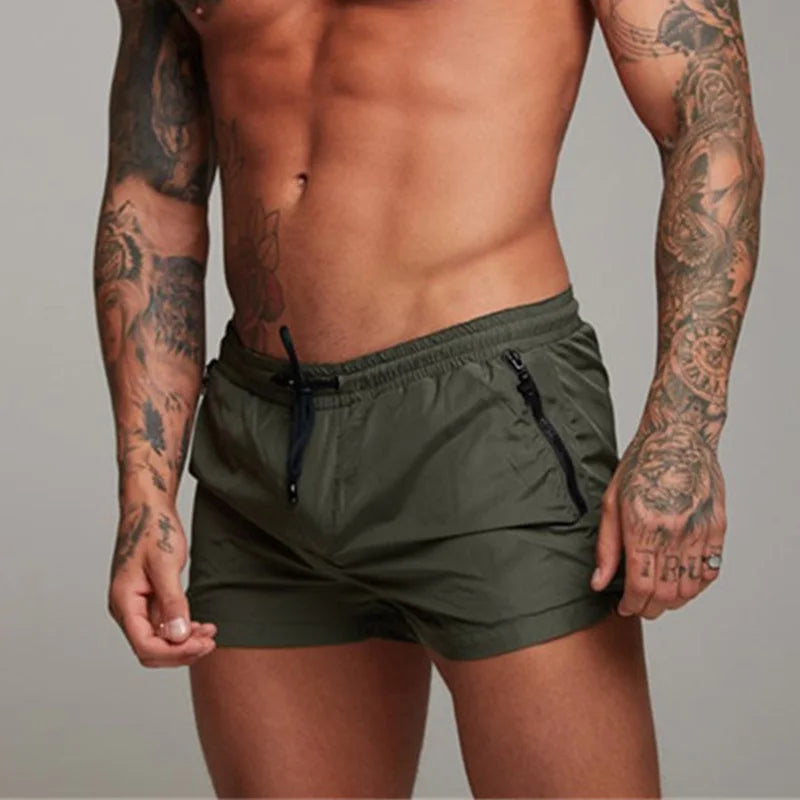 Short courts avec poches zippées pour hommes, sport de plage