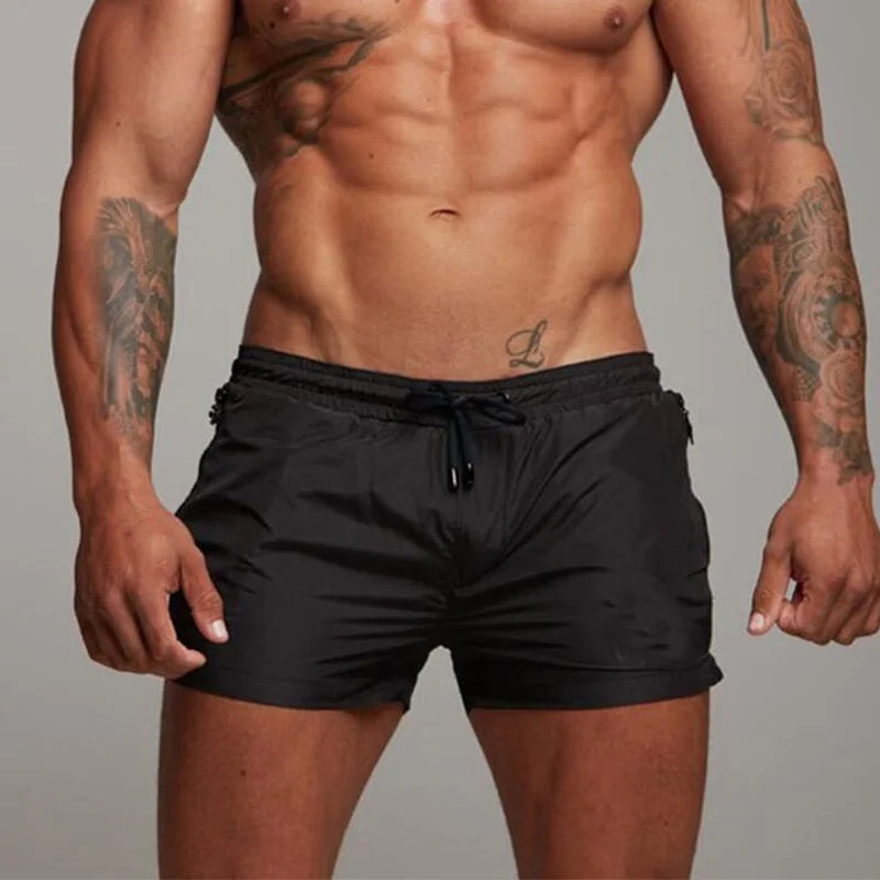 Short courts avec poches zippées pour hommes, sport de plage