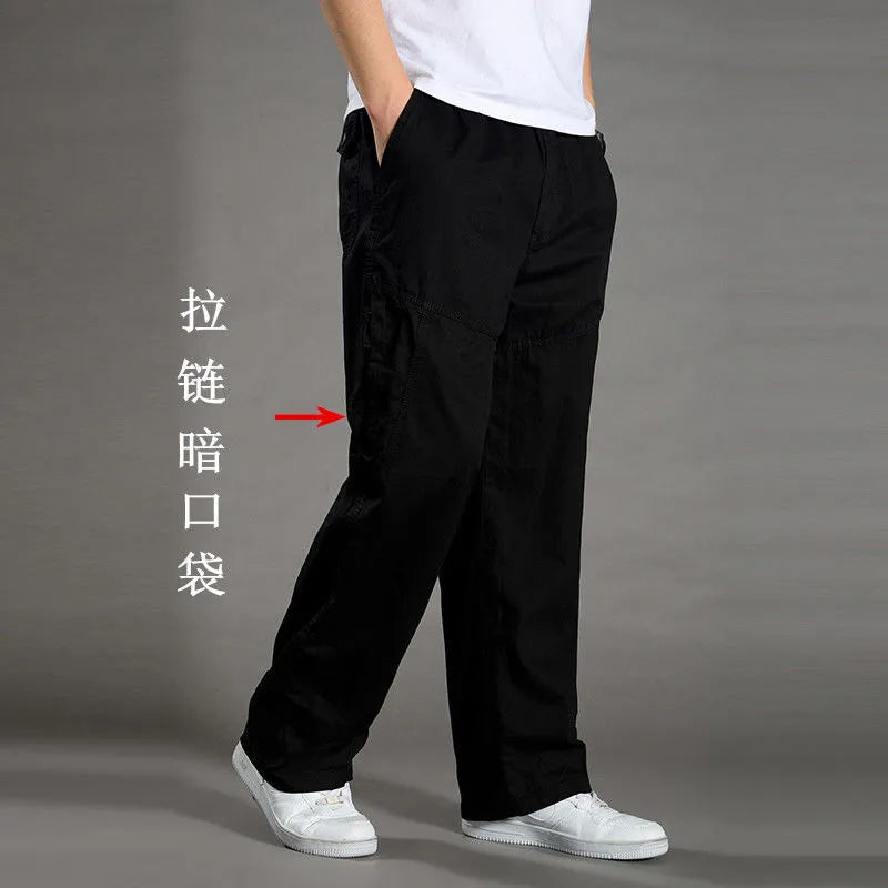 Pantalon cargo ample en coton pour homme - style décontracté pour la randonnée