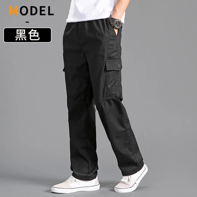 Pantalon cargo ample en coton pour homme - style décontracté pour la randonnée
