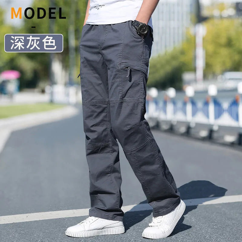 Pantalon cargo ample en coton pour homme - style décontracté pour la randonnée