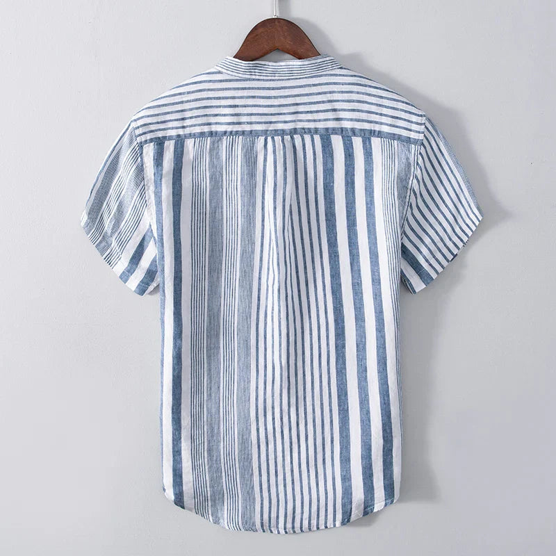 Chemise boutonnée en lin rayé – Chemise d'été légère pour homme