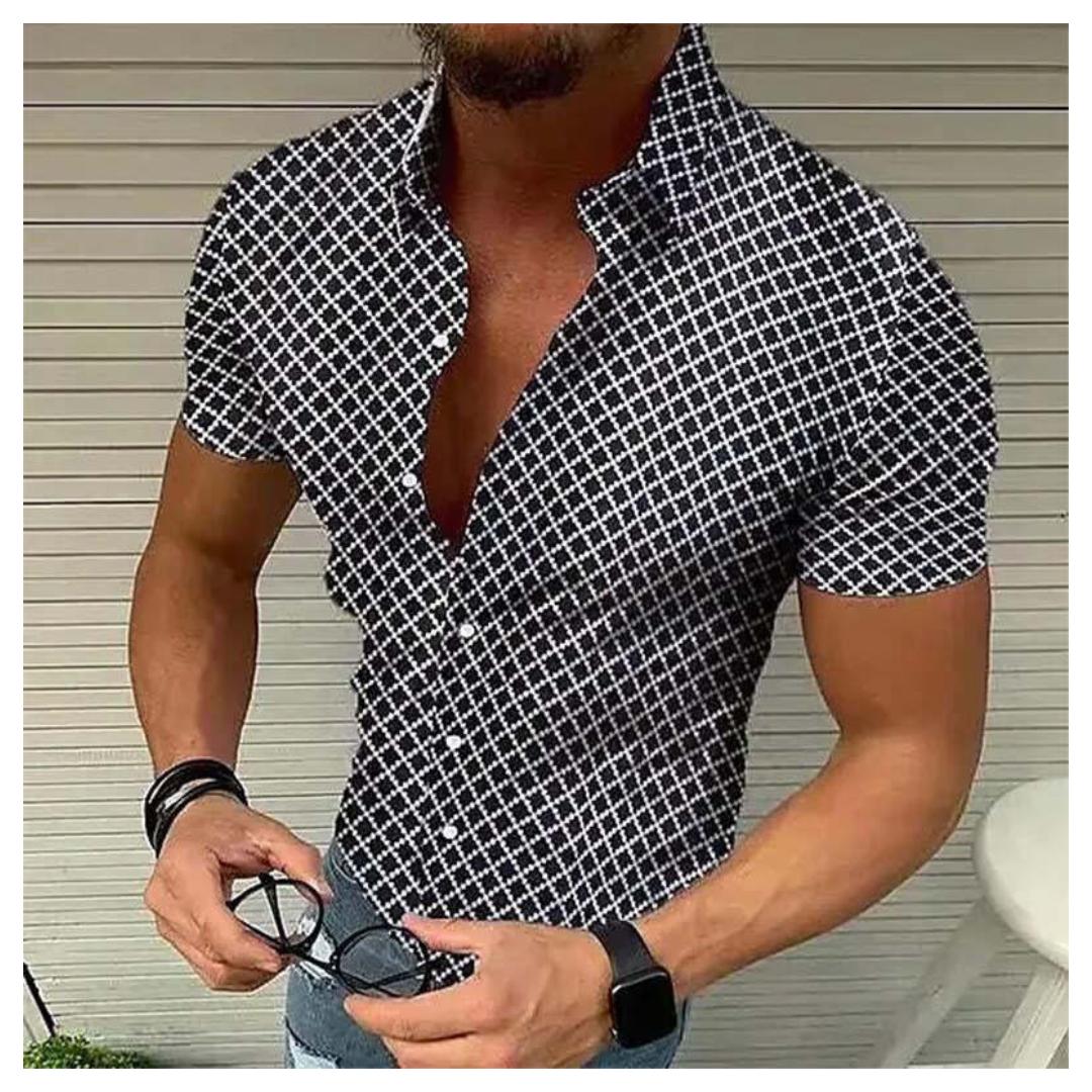 Hugues – Chemise à carreaux pour hommes, à manches courtes, alliant style décontracté et confort