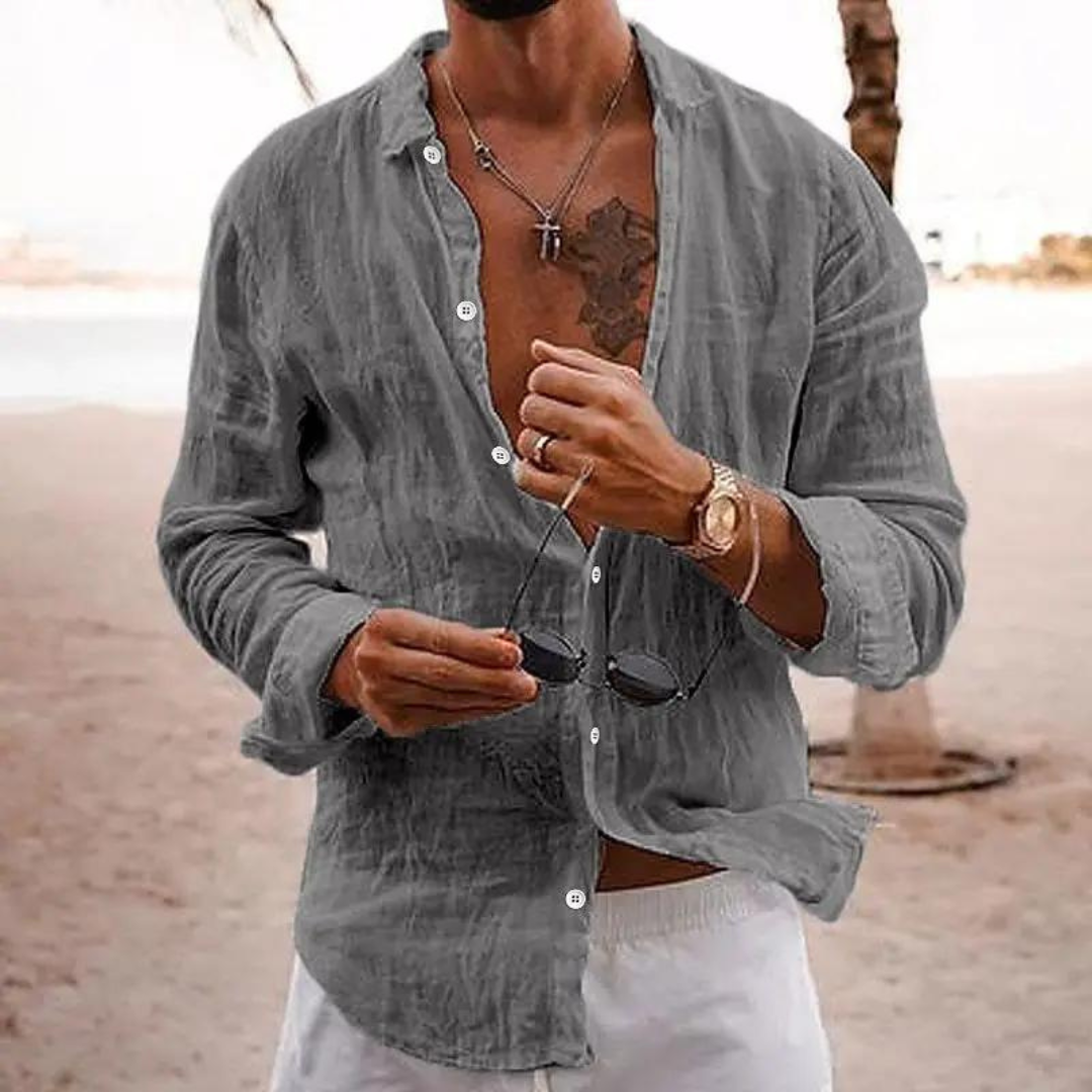 Isaac - Chemise décontractée en lin pour Homme