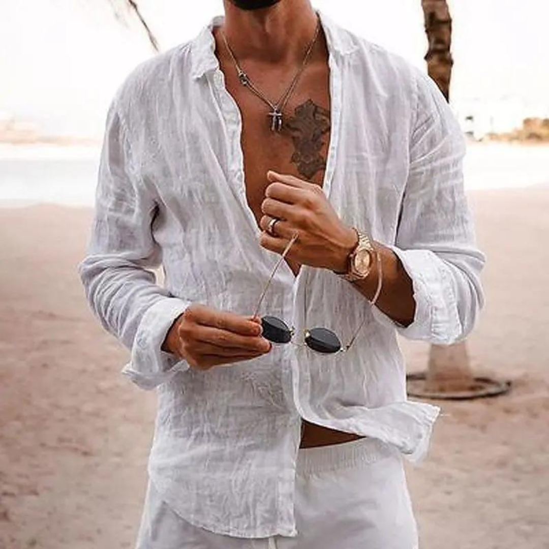 Isaac - Chemise décontractée en lin pour Homme