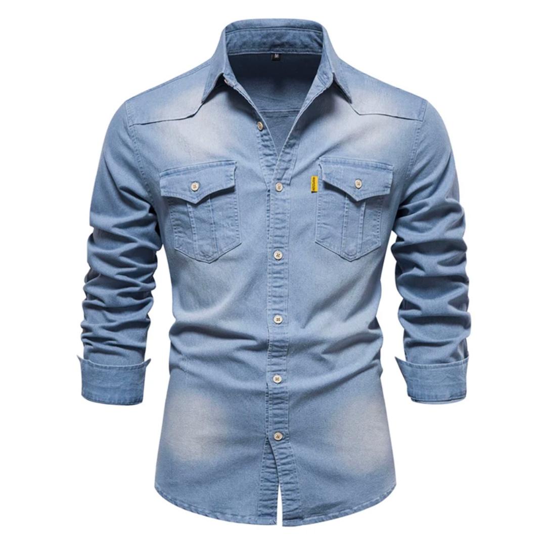 Jules – Chemise en denim ajustée à manches longues pour hommes