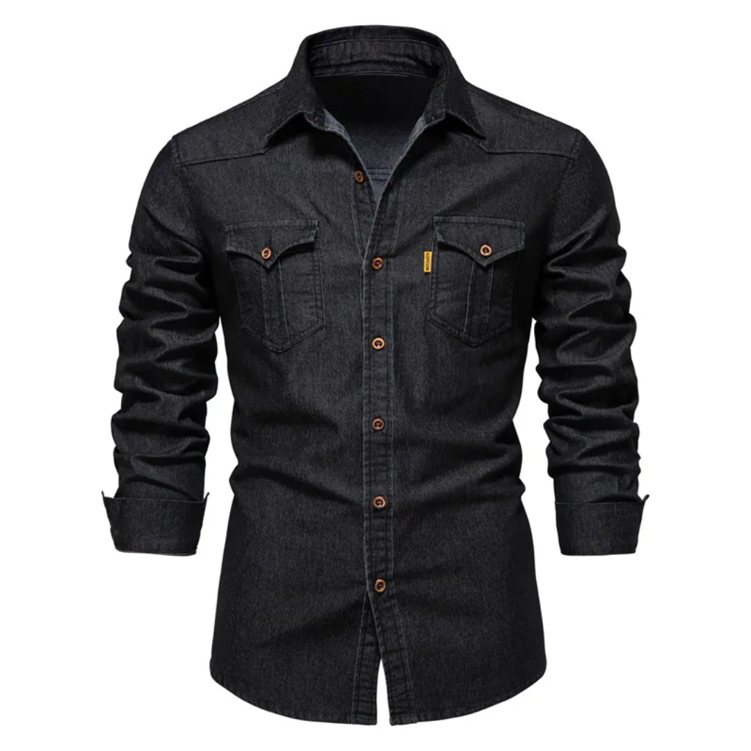 Jules – Chemise en denim ajustée à manches longues pour hommes