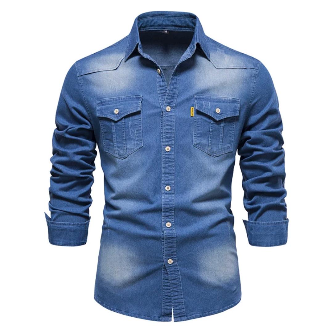 Jules – Chemise en denim ajustée à manches longues pour hommes