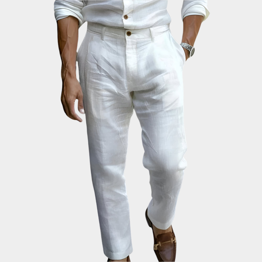 Pantalon en lin respirant – Pantalon d'été léger et décontracté pour homme