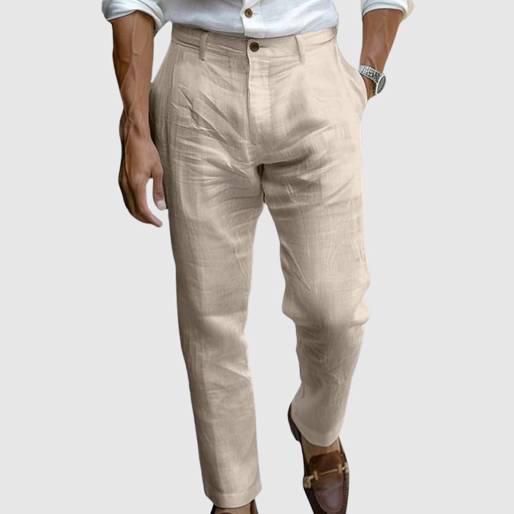Pantalon en lin respirant – Pantalon d'été léger et décontracté pour homme
