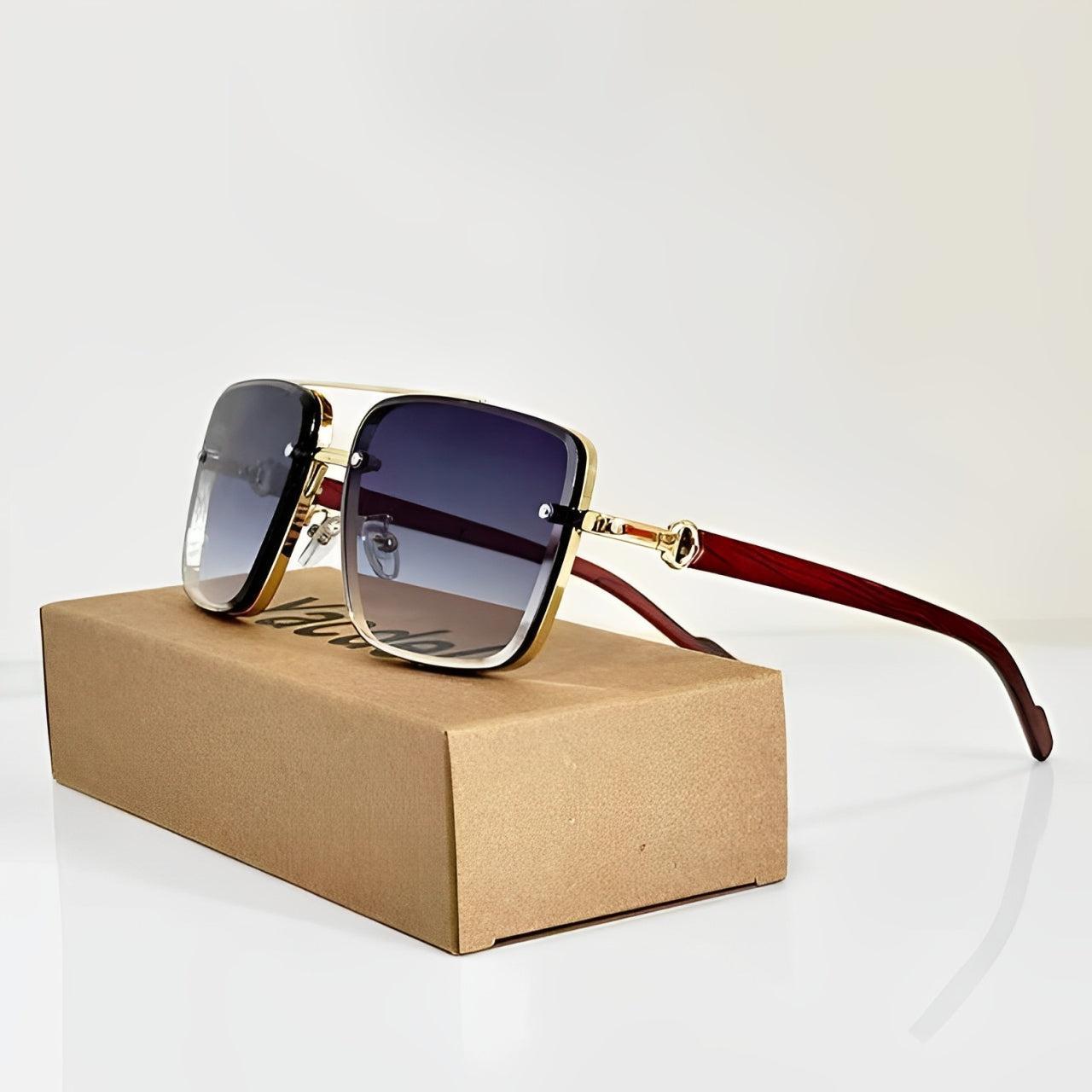 Lunettes de soleil rectangulaires emblématiques avec pont en métal – Style classique