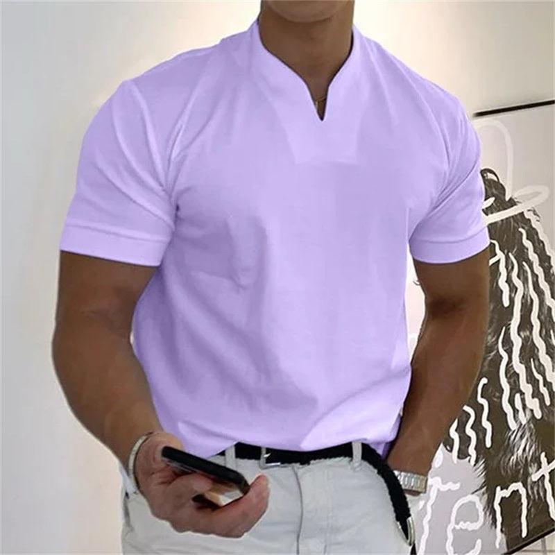 Maillot de fitness à manches courtes et col en V - Respirant et à séchage rapide