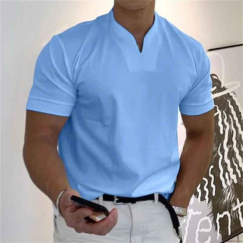Maillot de fitness à manches courtes et col en V - Respirant et à séchage rapide
