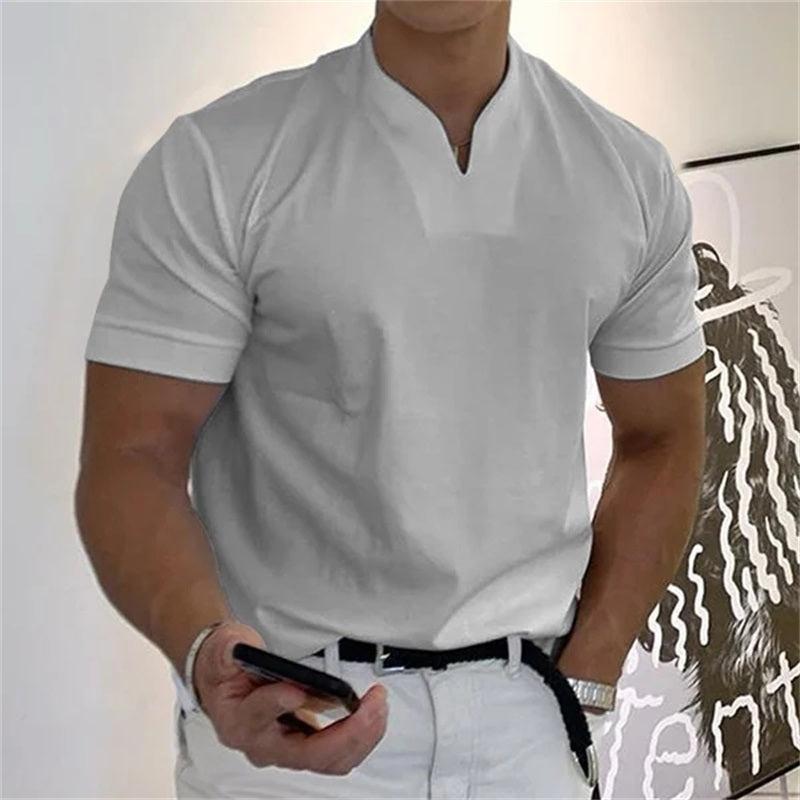 Maillot de fitness à manches courtes et col en V - Respirant et à séchage rapide