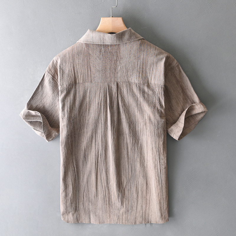 Chemise en lin texturé avec poche – Coupe décontractée et respirante