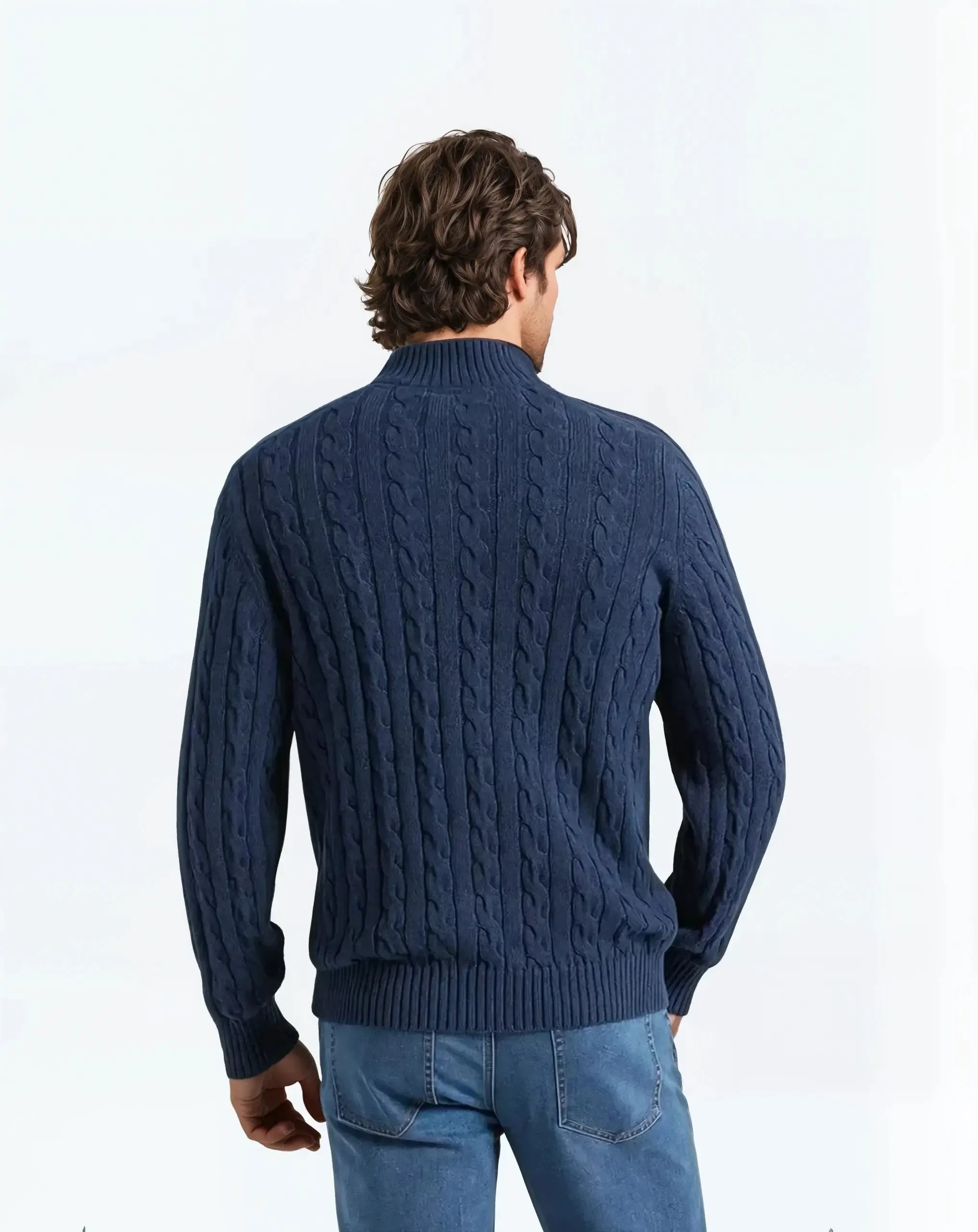 Pull Demi-Zip en Coton Cardé pour Homme et Femme - Confort, Style Polyvalent, Finitions Côtelées, Disponible en S-XL - 4