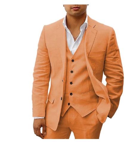Narcisse – Ensemble 3 pièces en lin pour homme, veste de costume élégante, gilet et pantalon