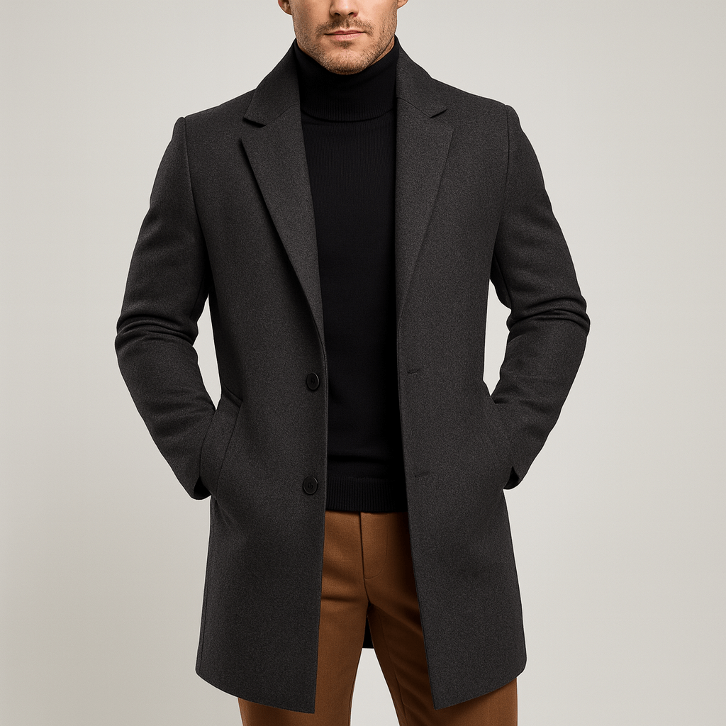 Noirski | Manteau élégant à col montant, ceinture ajustable et poches pratiques 1