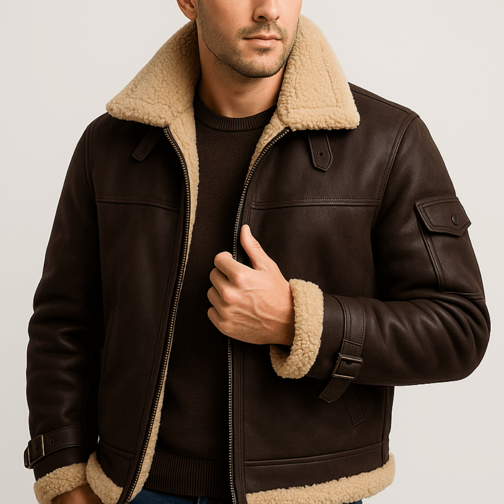 Noirski | Veste en cuir camel avec poches 2