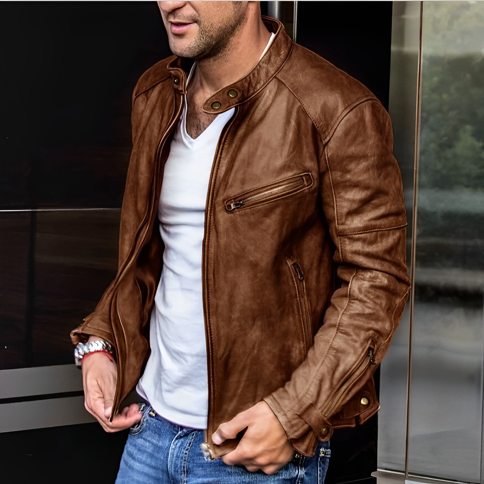 Veste en cuir Four Seasons – Confort élégant pour homme