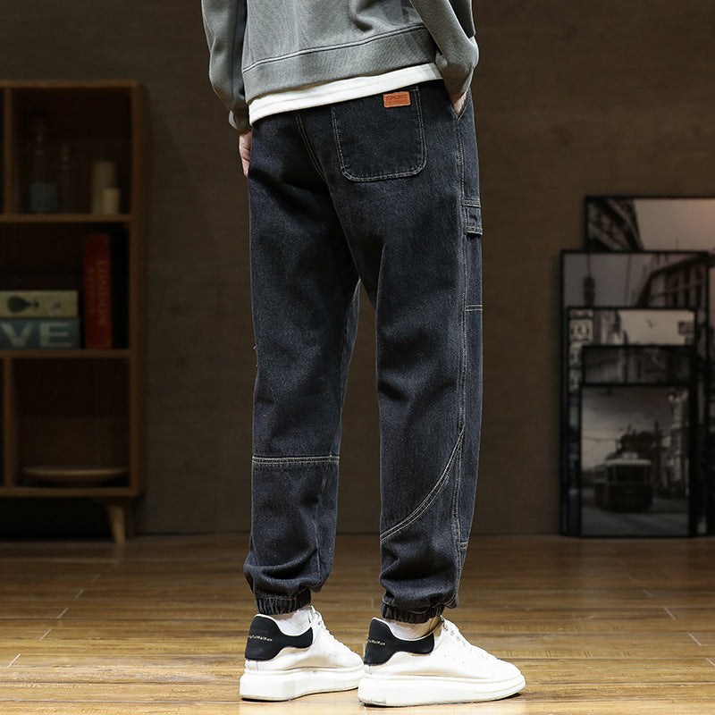 Pantalon de survêtement urbain avec cordon de serrage et revers pour homme