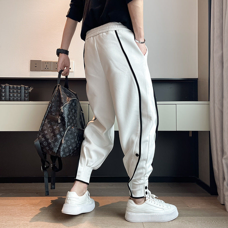 Pantalon de survêtement fuselé en velours de coton avec poche et boutons aux poignets
