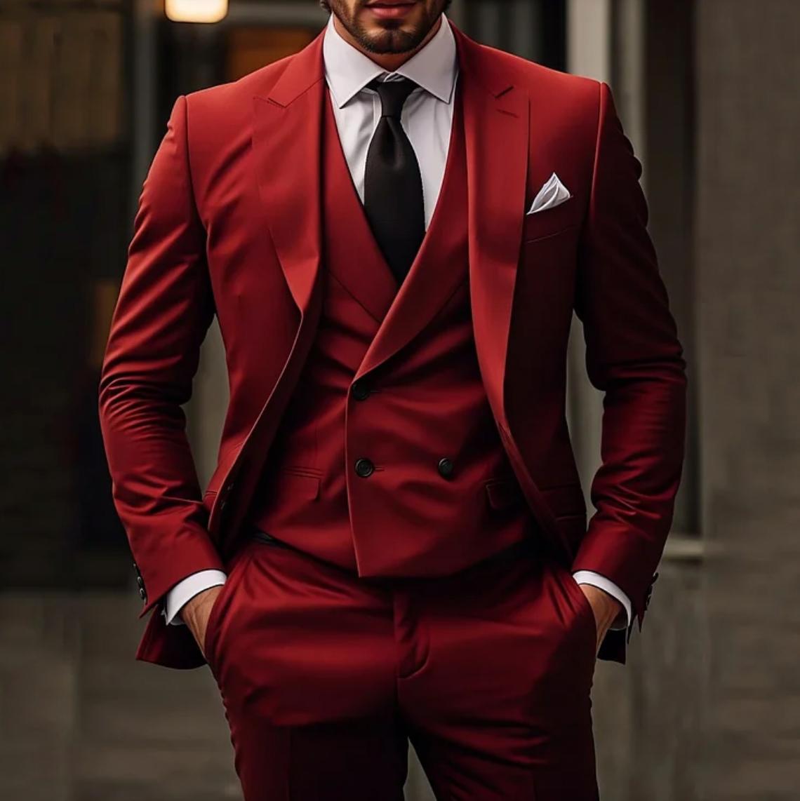 Oscar - Ensemble 3 pièces pour homme comprenant un blazer de costume uni, un gilet et un pantalon