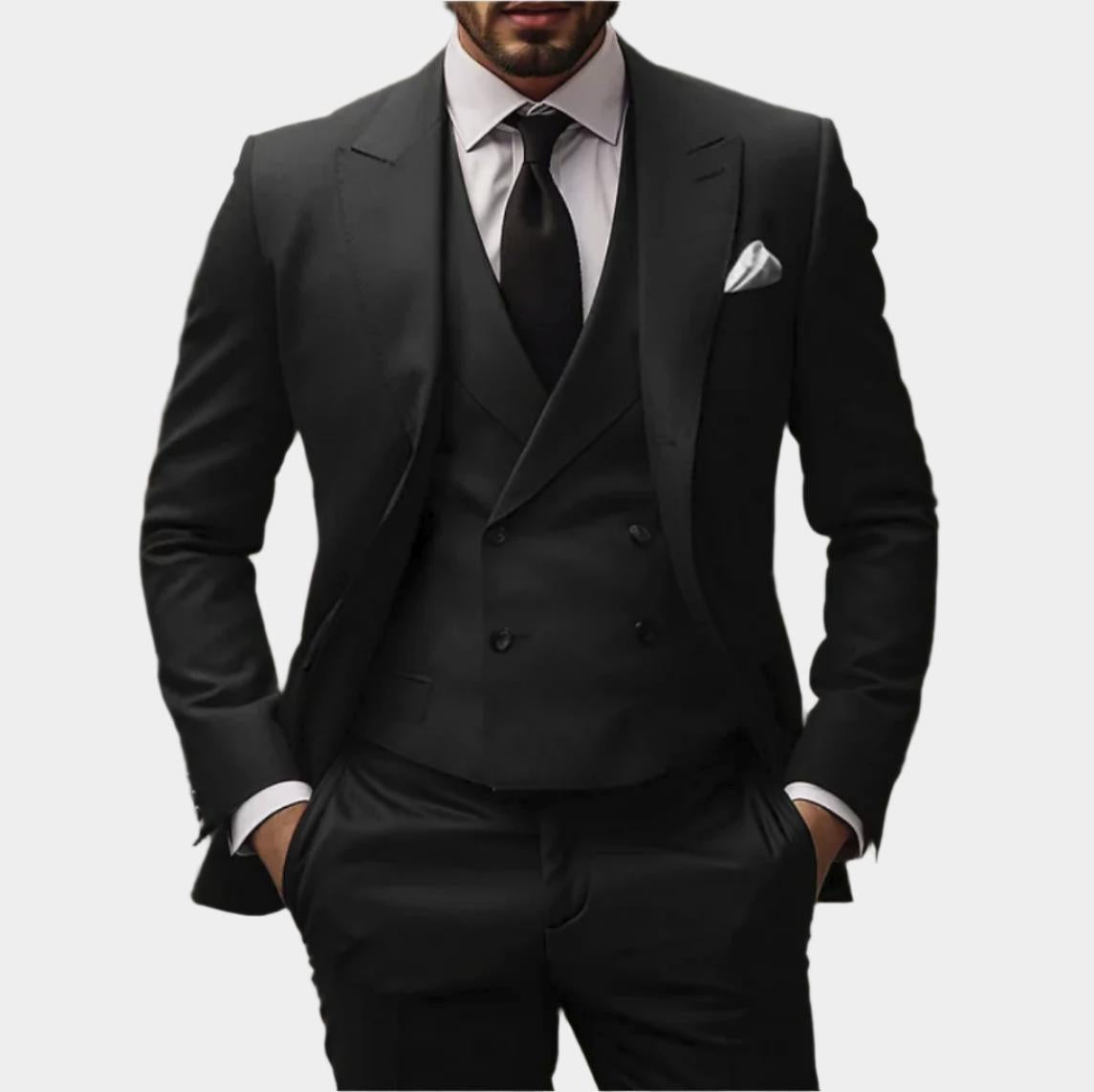 Oscar - Ensemble 3 pièces pour homme comprenant un blazer de costume uni, un gilet et un pantalon