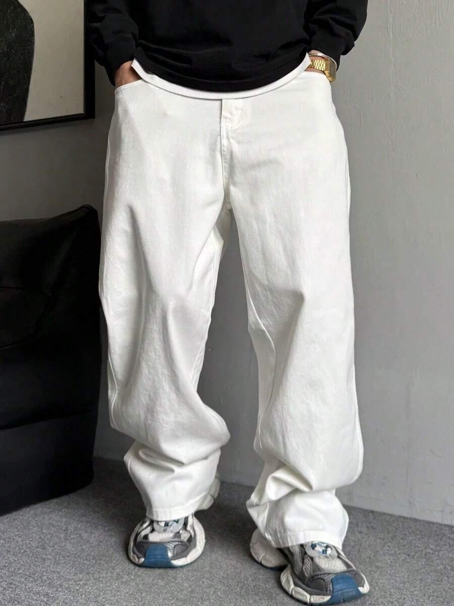 Pantalon ample décontracté à jambes larges - Jean ample pour homme
