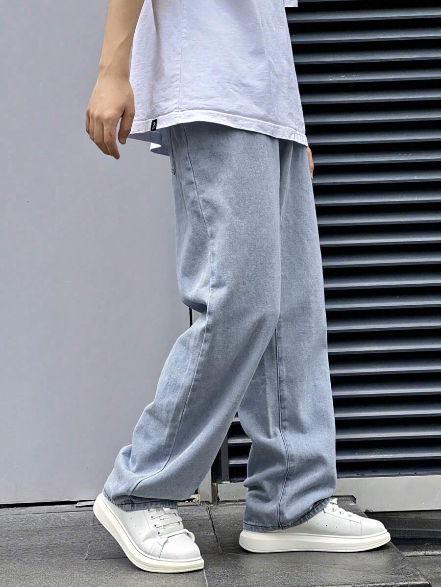 Pantalon ample droit pour homme – Denim décontracté à jambe large - 10
