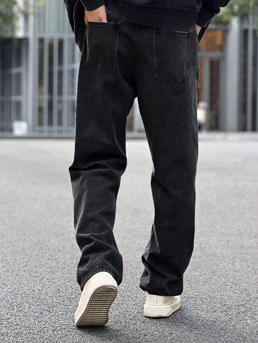 Pantalon ample droit pour homme – Denim décontracté à jambe large - 15