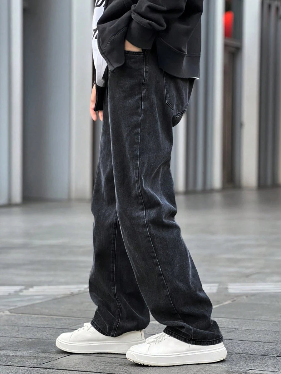 Pantalon ample droit pour homme – Denim décontracté à jambe large - 18