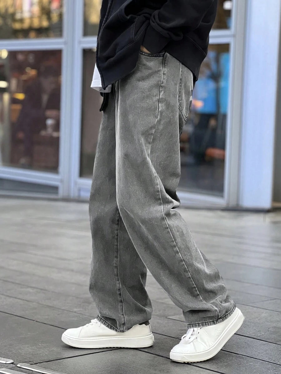 Pantalon ample droit pour homme – Denim décontracté à jambe large - 22