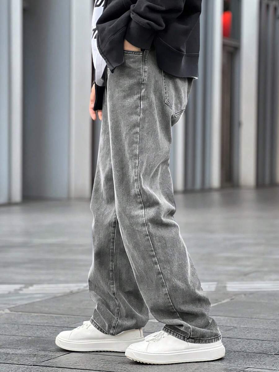 Pantalon ample droit pour homme – Denim décontracté à jambe large - 23