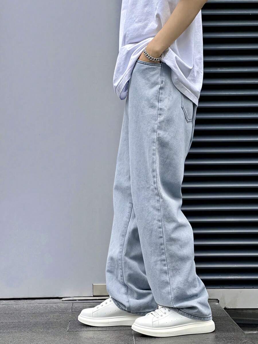 Pantalon ample droit pour homme – Denim décontracté à jambe large - 29